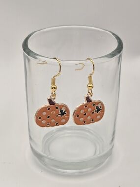 Gold-Tone Orange Pumpkin Drop Earrings